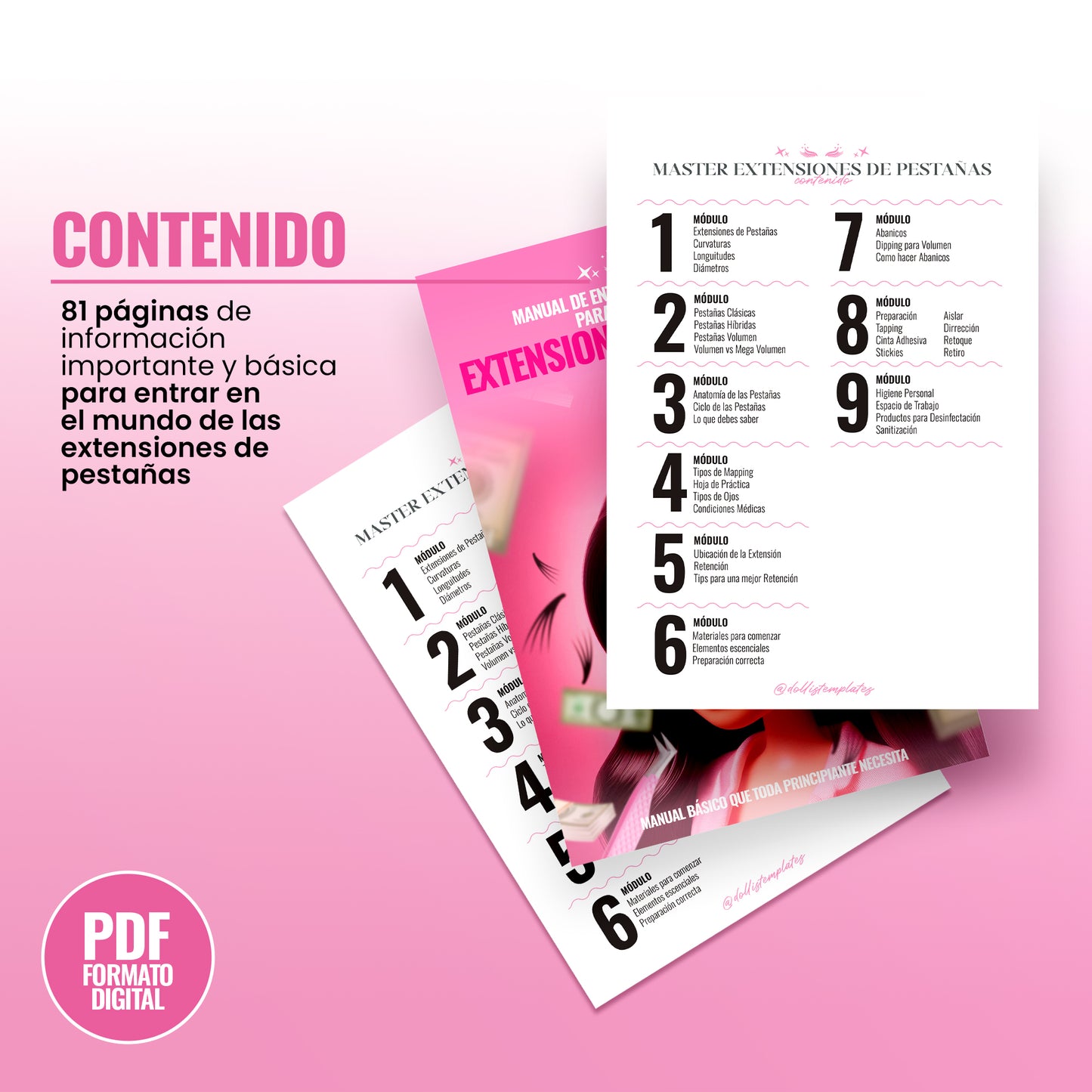 Producto digital para Lashistas Principiantes. Nuevo Manual de Entrenamiento de Extensiones de Pestañas 2025 ¡Descarga Inmediata!