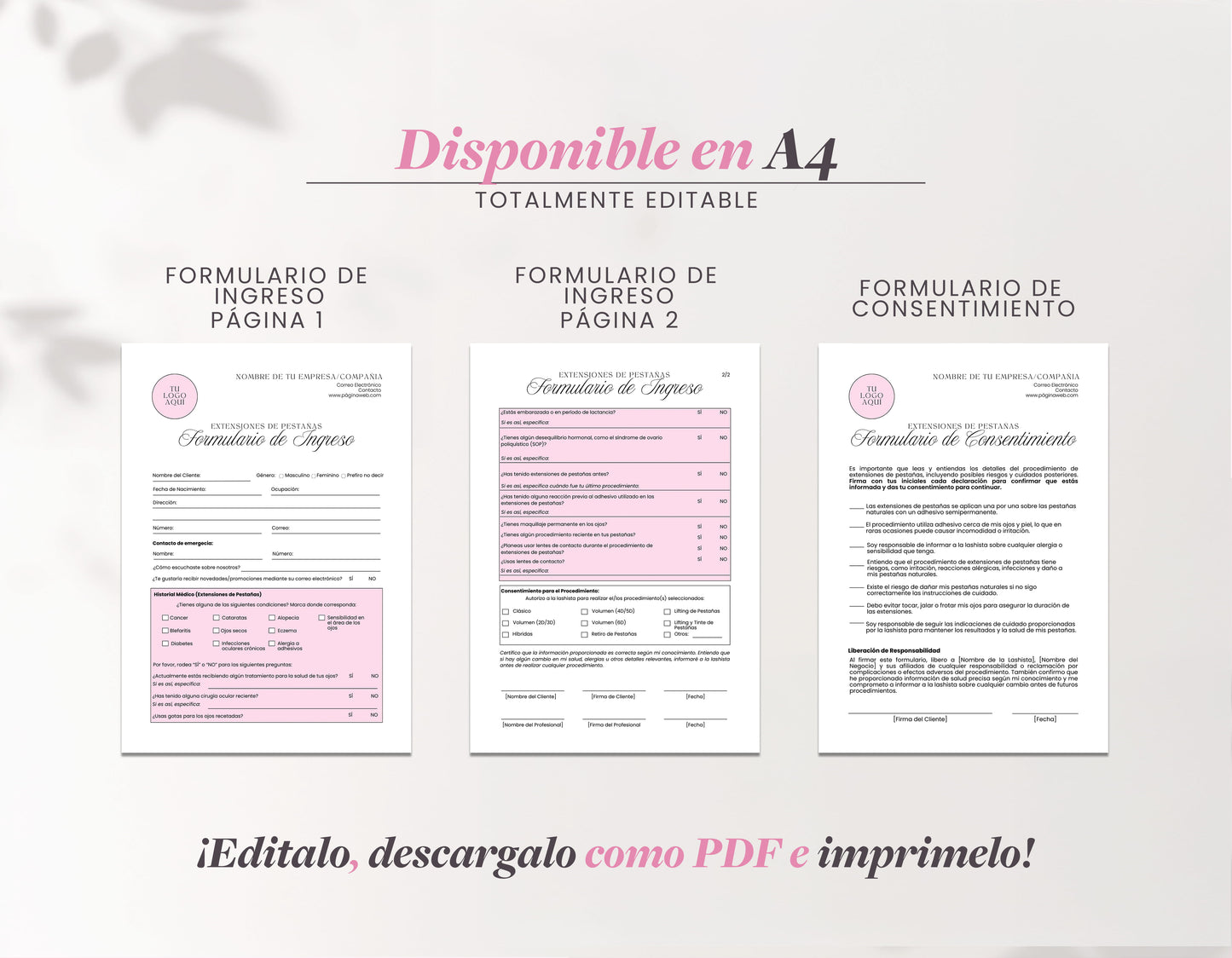 Formularios para Cliente de Extensiones de Pestañas | Lashistas Profesionales