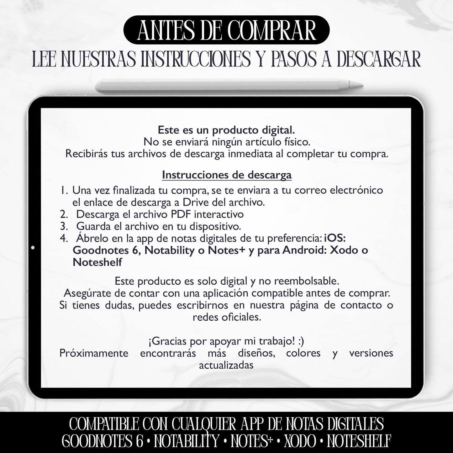 Libro digital para lashistas – Registro profesional de clientas en formato PDF interactivo, compatible con GoodNotes y Notability, diseño negro elegante de Dollis Templates.