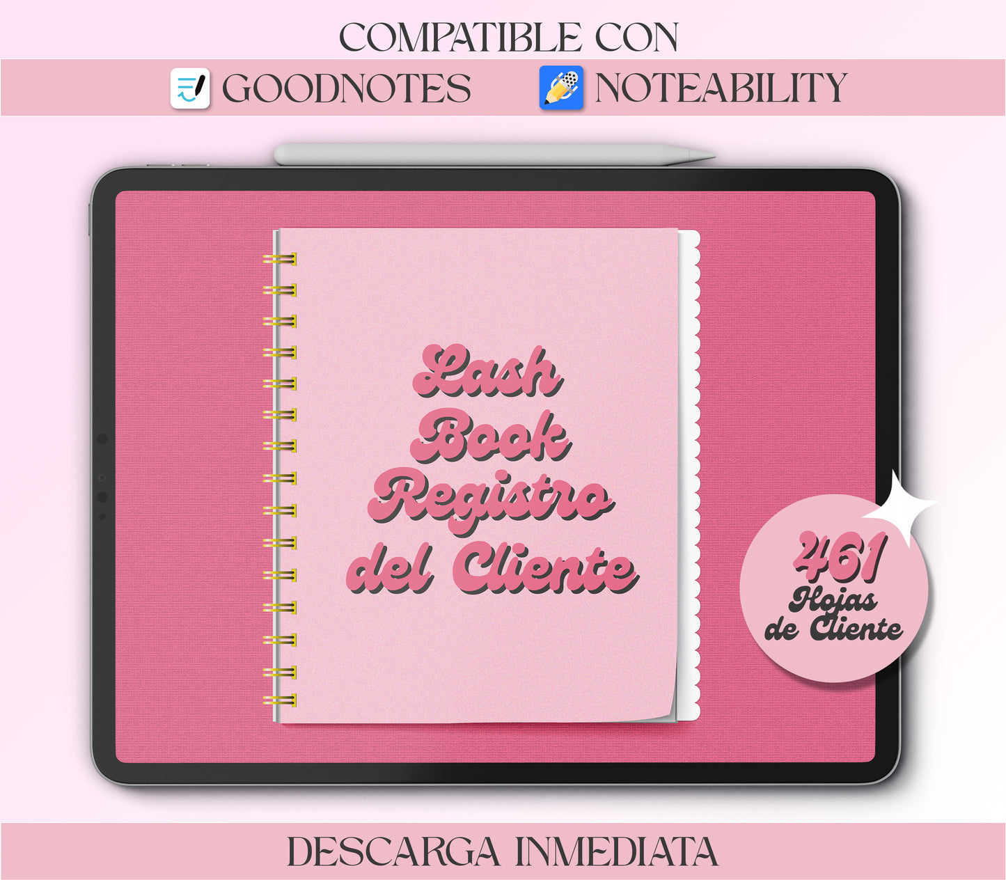 Paquete de libros digitales de registro para lashistas – 3 diseños únicos compatibles con Goodnotes y Notability