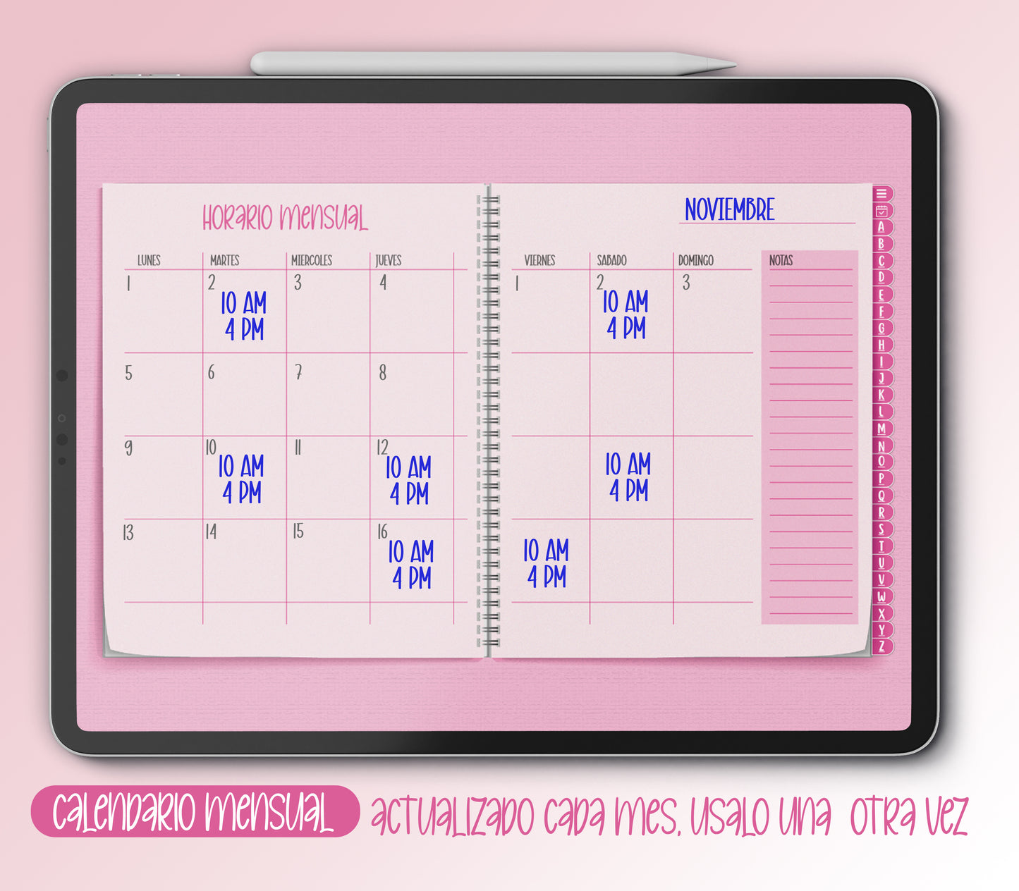 Lash Planner profesional digital en color rosado para lashistas. Incluye 500 páginas con hipervínculos para planificación diaria, semanal y mensual. Compatible con Goodnotes y Notability. Diseño editable, ideal para llevar control de citas, metas y organización del negocio de extensiones de pestañas.