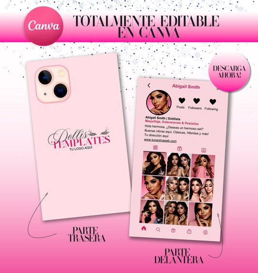 Plantilla Editable en Canva Tarjeta de Presentación Instagram 2024