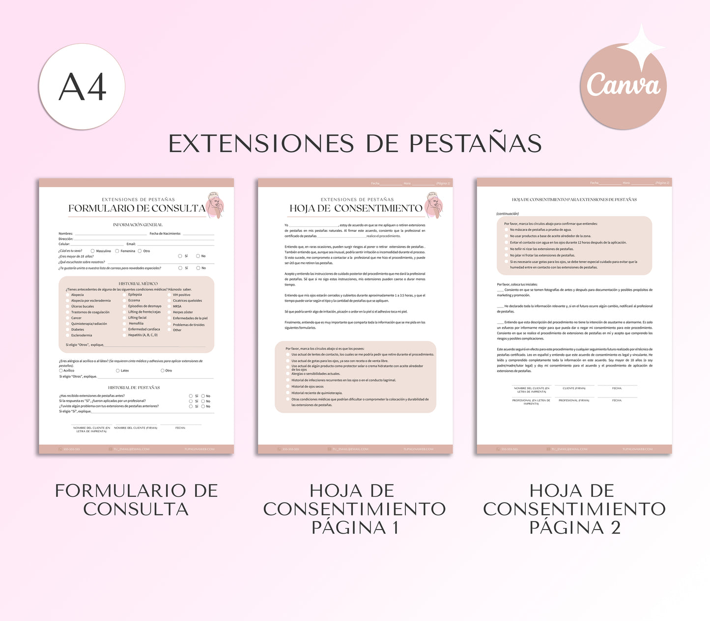 Formularios de Consentimiento de Extensiones de Pestañas Editables en Canva