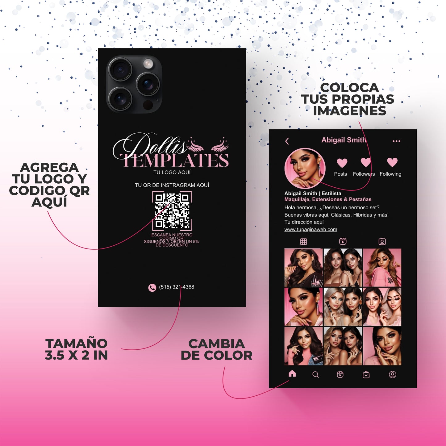 Plantilla Editable en Canva Tarjeta de Presentación Instagram 2024