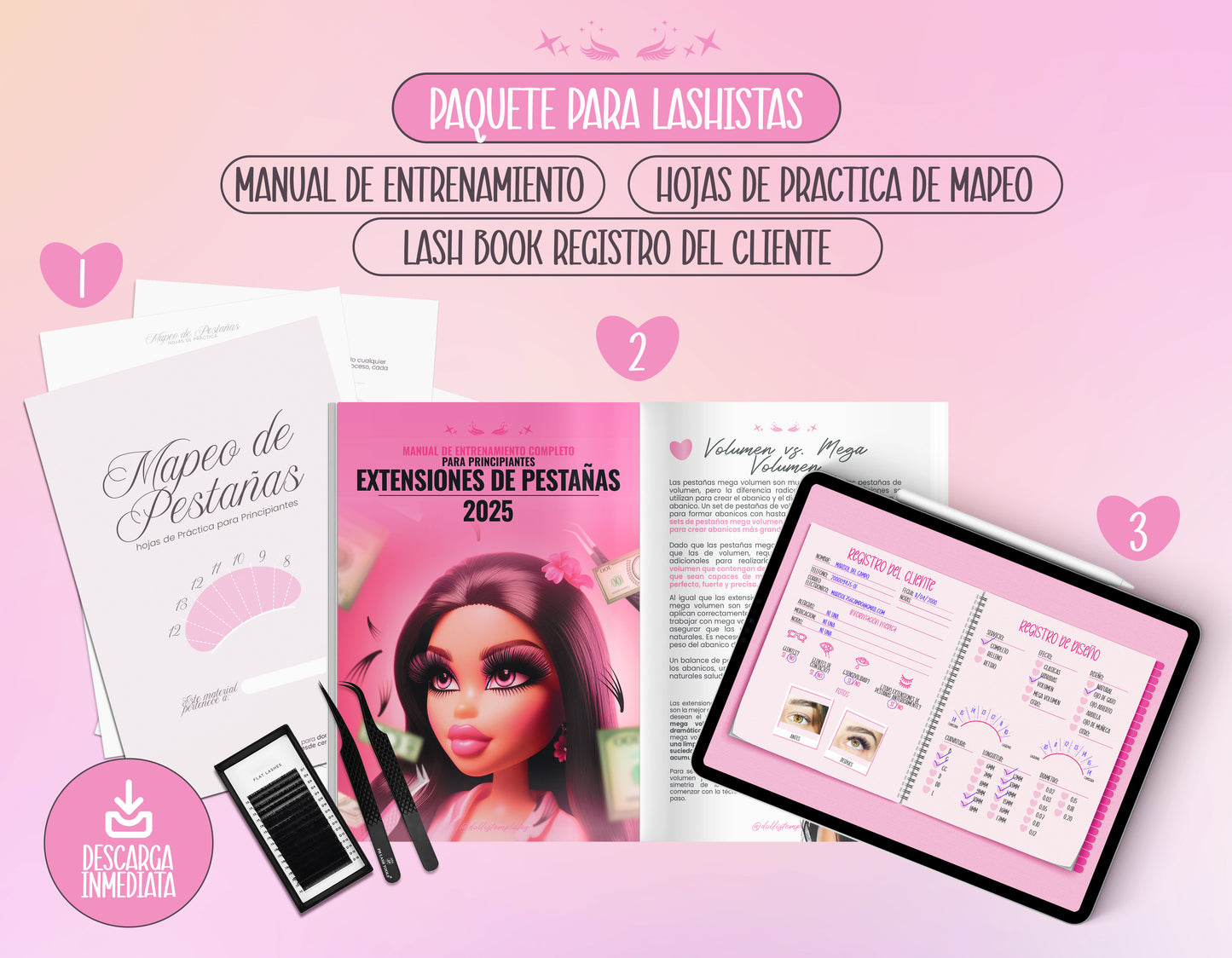 Manual de Entrenamiento - Hojas de Práctica de Mapeo - Lash Book Registro de Cliente