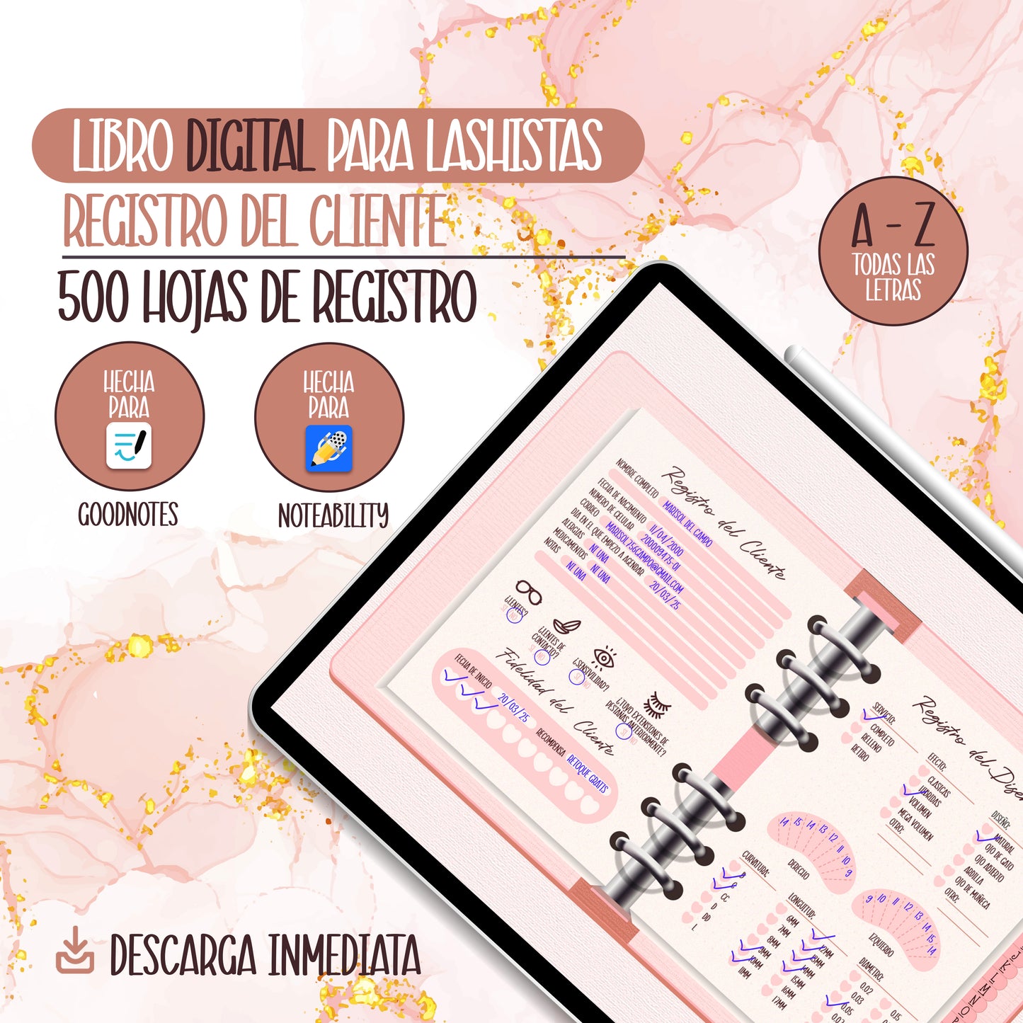 Libro de Registro del Cliente Digital 2025 - Plantilla Hecha para GoodNotes