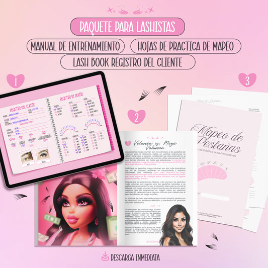 Manual de Entrenamiento - Hojas de Práctica de Mapeo - Lash Book Registro de Cliente