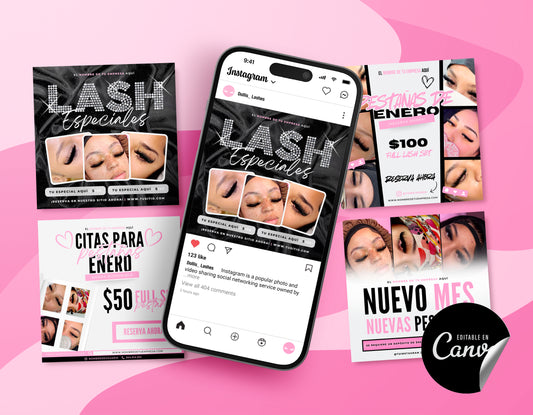 Plantilla de folleto para redes sociales extensiones de pestañas