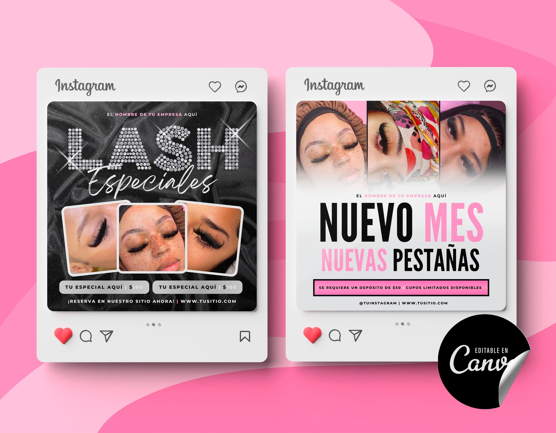 Plantilla de folleto para redes sociales extensiones de pestañas