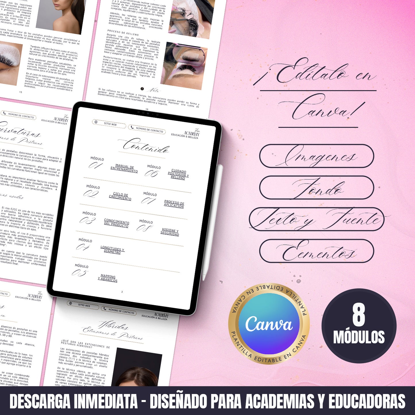 Manual de Entrenamiento Profesional para Academias y Educadoras ∙ Plantilla Editable en Canva