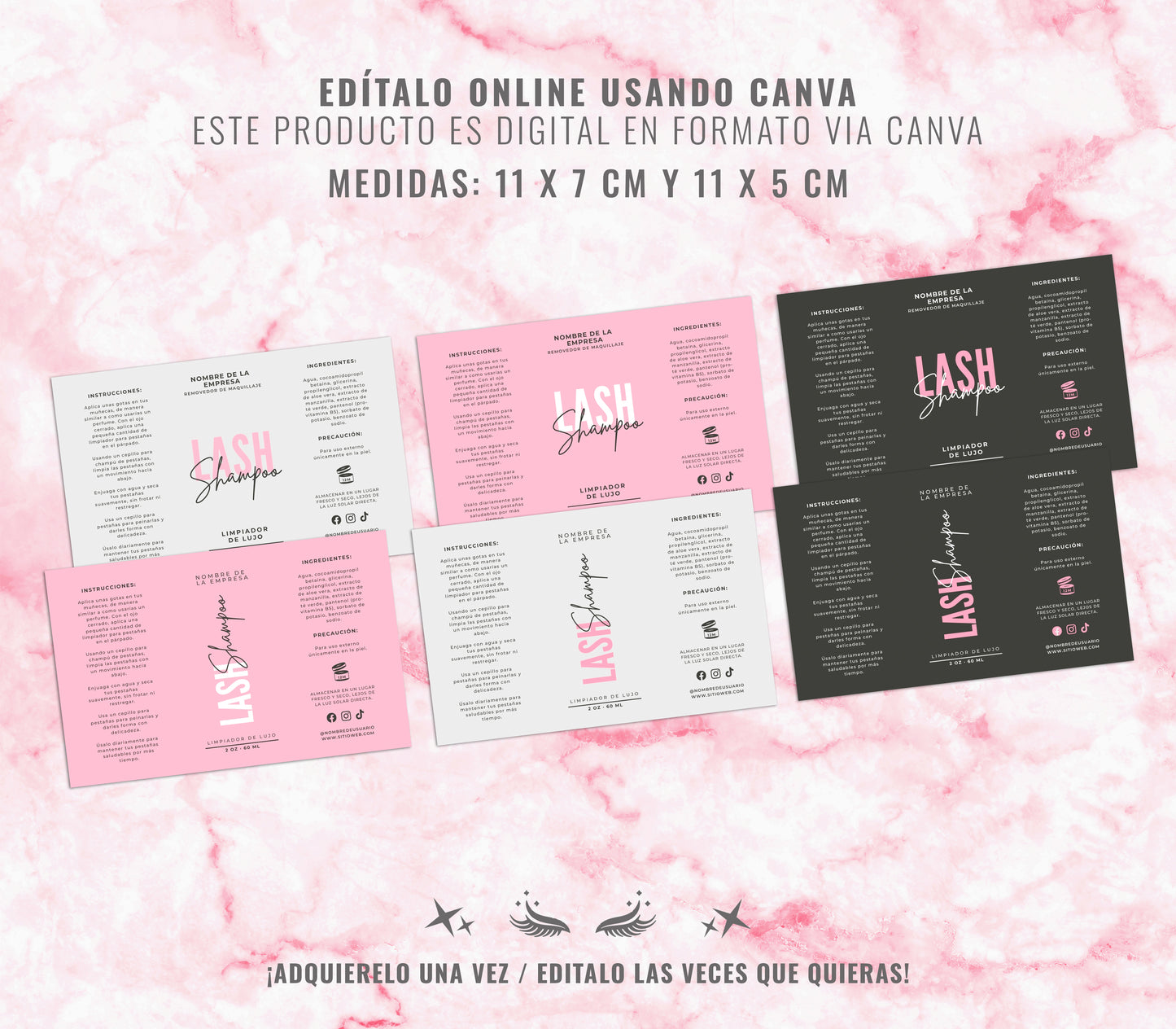 🌸 Lash Shampoo Plantilla Editable en Canva