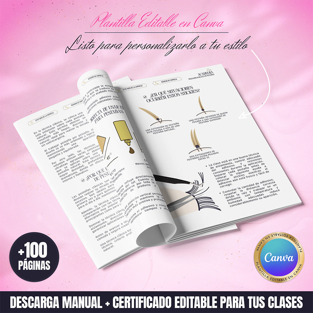 Kit de Entrenamiento Luxury Extensiones de Pestañas | Editable Canva ...