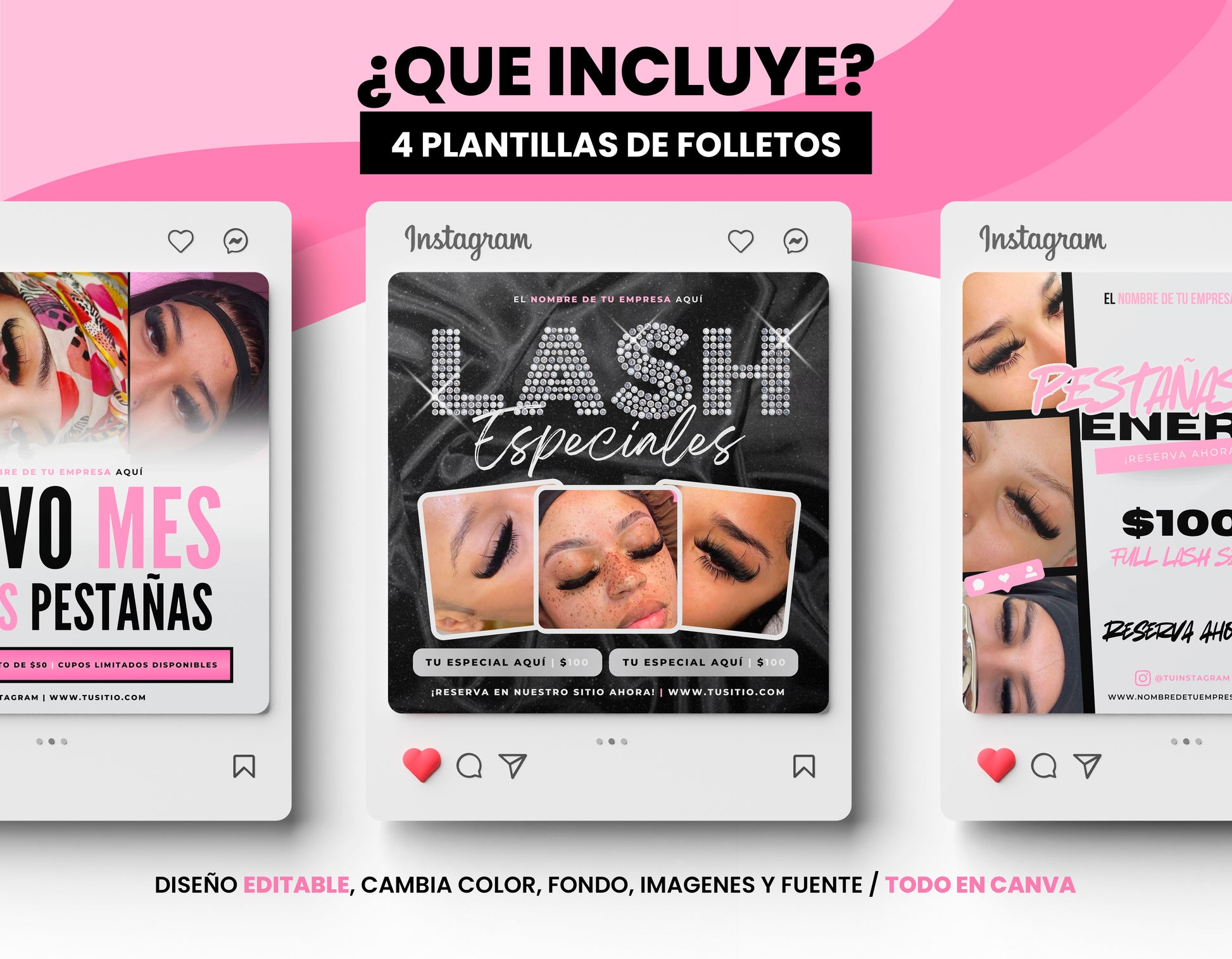 Plantilla de folleto para redes sociales extensiones de pestañas
