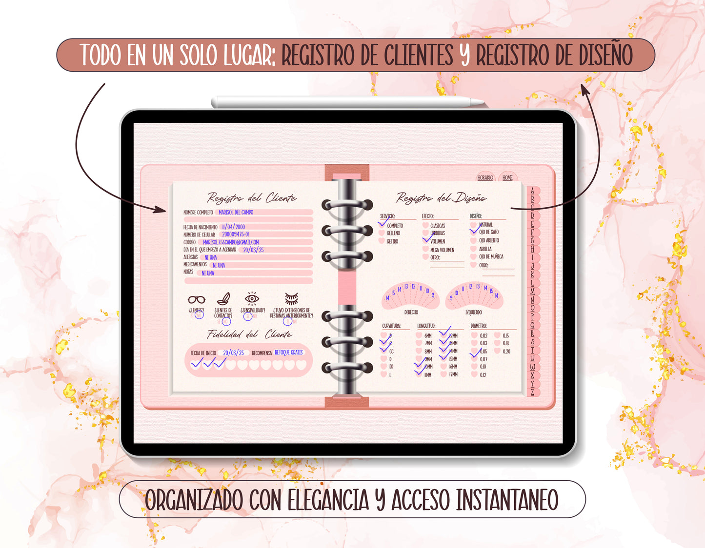 Libro de Registro del Cliente Digital 2025 - Plantilla Hecha para GoodNotes