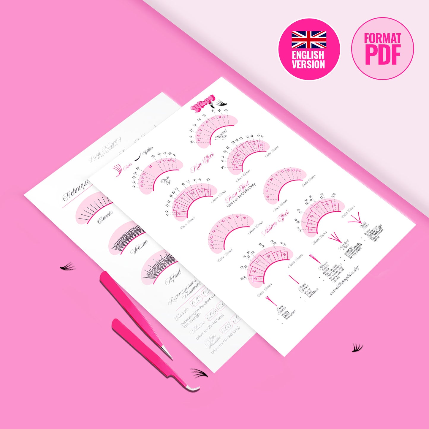Lash Mapping Practice Sheets – Trending Designs & Effects 2025 English Version