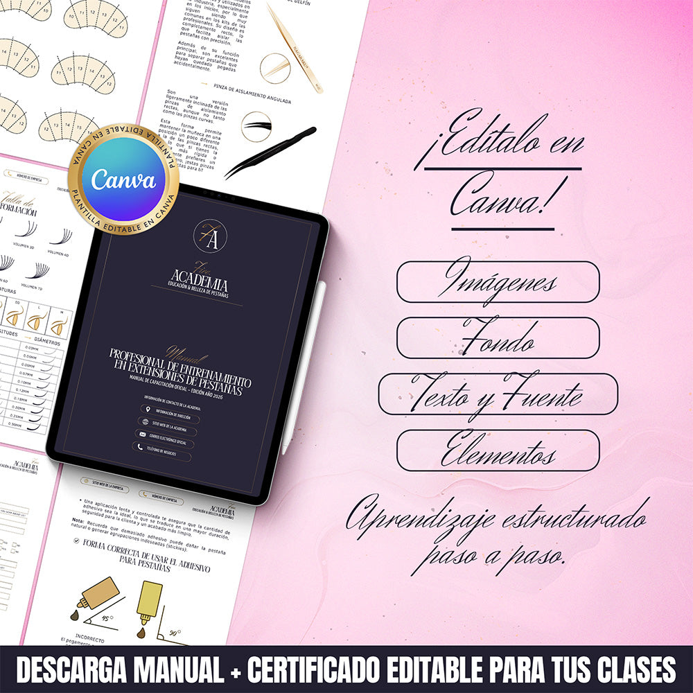 Kit de Entrenamiento Luxury Extensiones de Pestañas | Editable Canva ...
