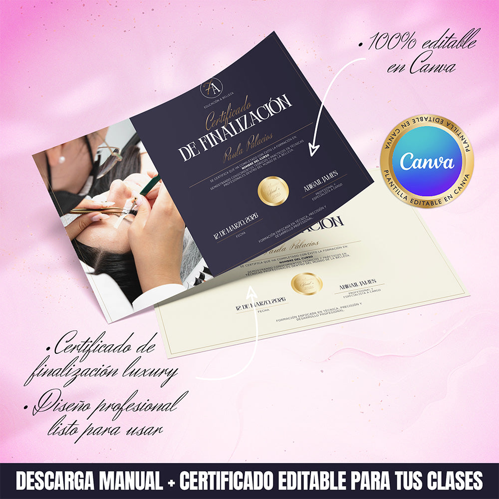 Kit de Entrenamiento Luxury Extensiones de Pestañas | Editable Canva ...