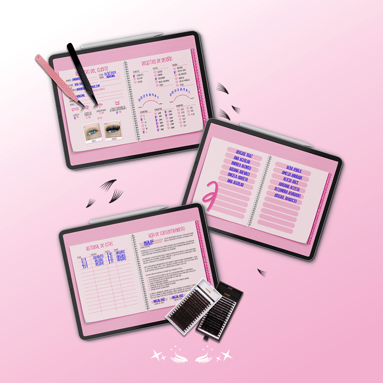 Plantillas digitales para Lashistas