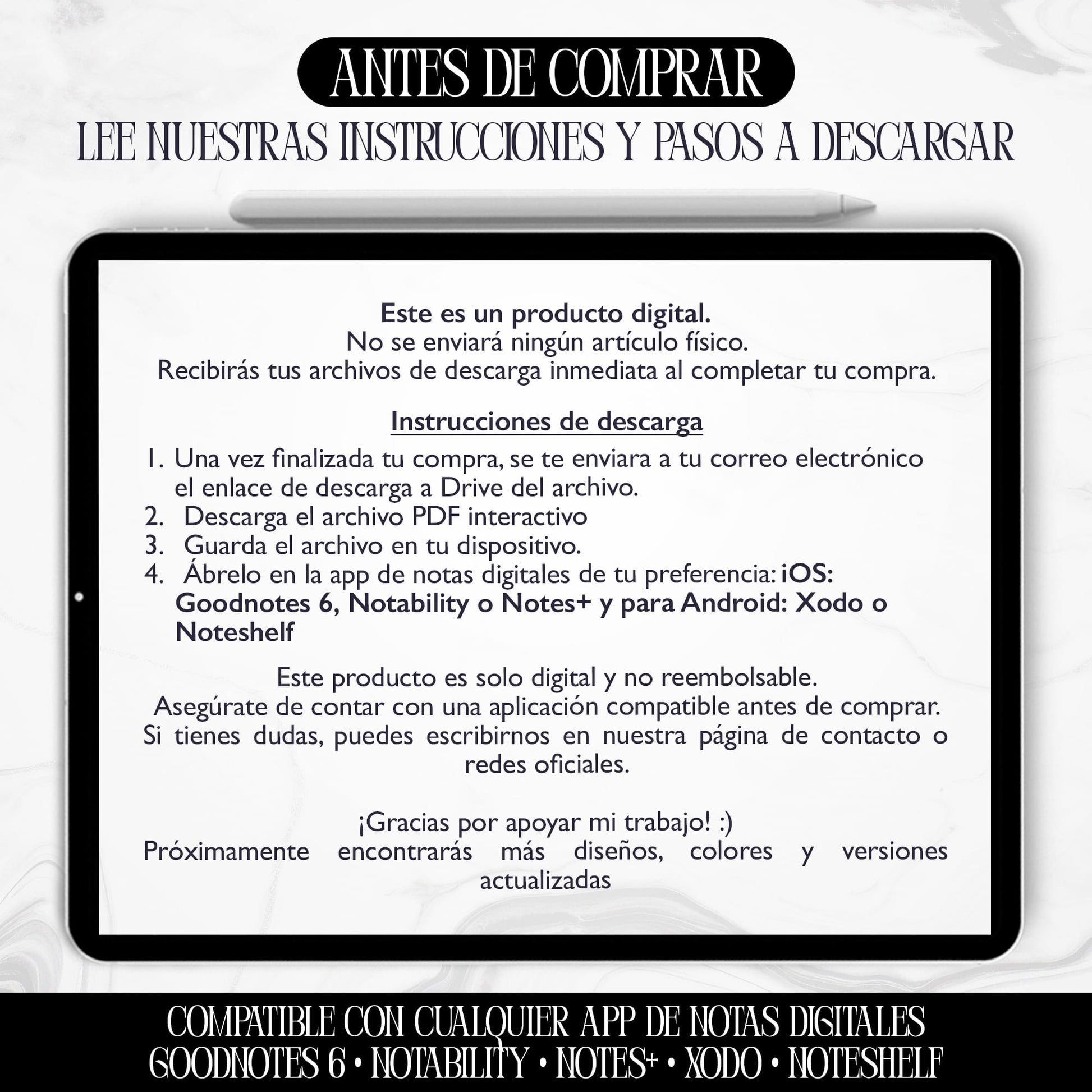 Libro digital para lashistas – Registro profesional de clientas en formato PDF interactivo, compatible con GoodNotes y Notability, diseño negro elegante de Dollis Templates.