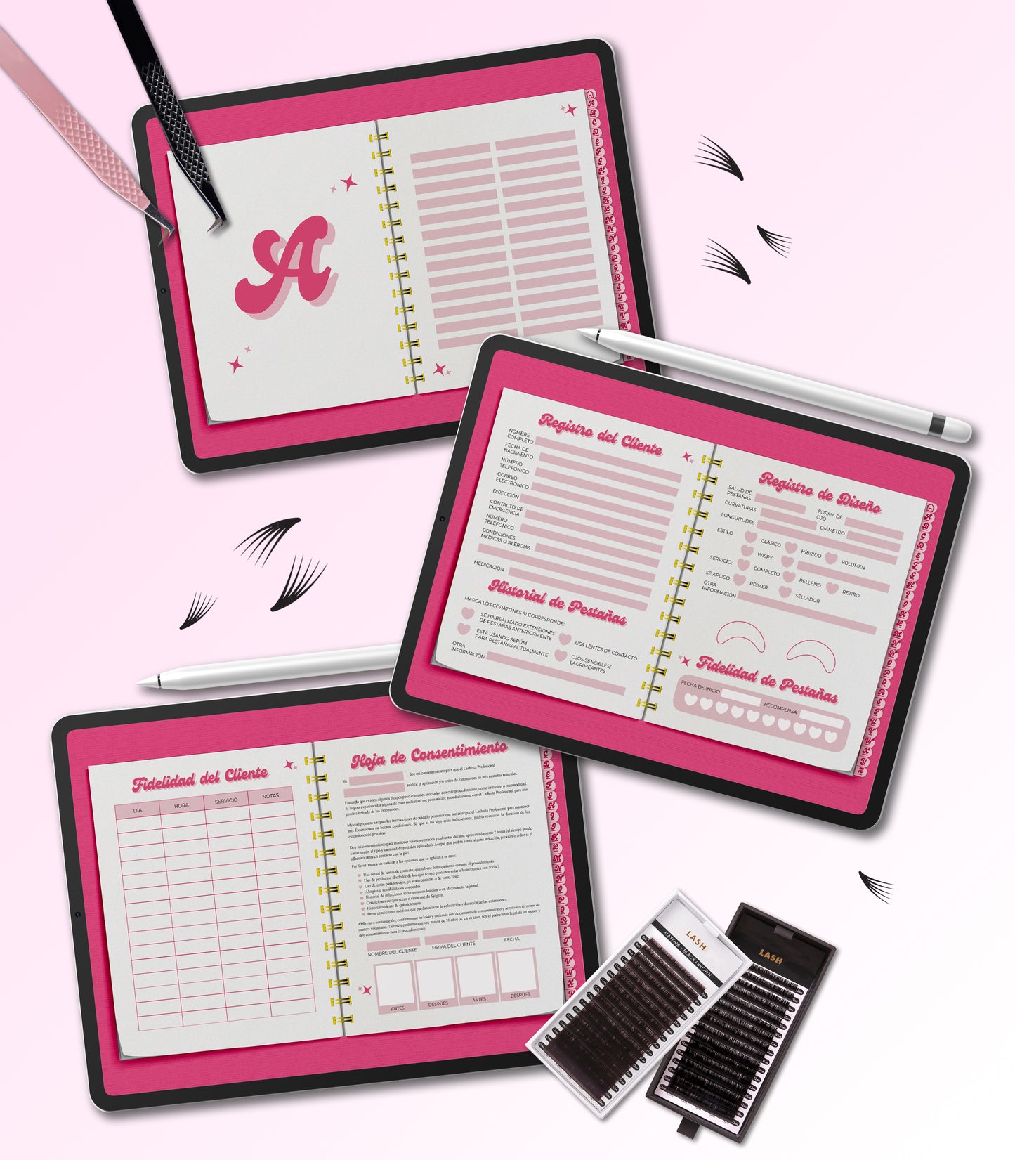 Libro de Registro del Cliente Digital Fucsia - Plantilla Hecha para GoodNotes
