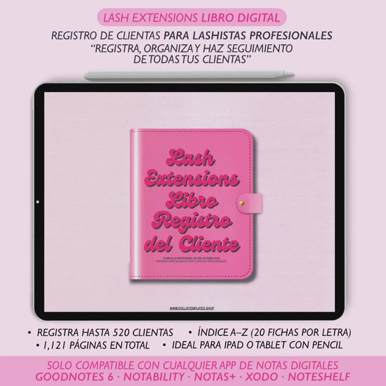 Libro Digital Registro del Cliente, más glam, moderno y funcional, creado para lashistas profesionales que aman destacar.