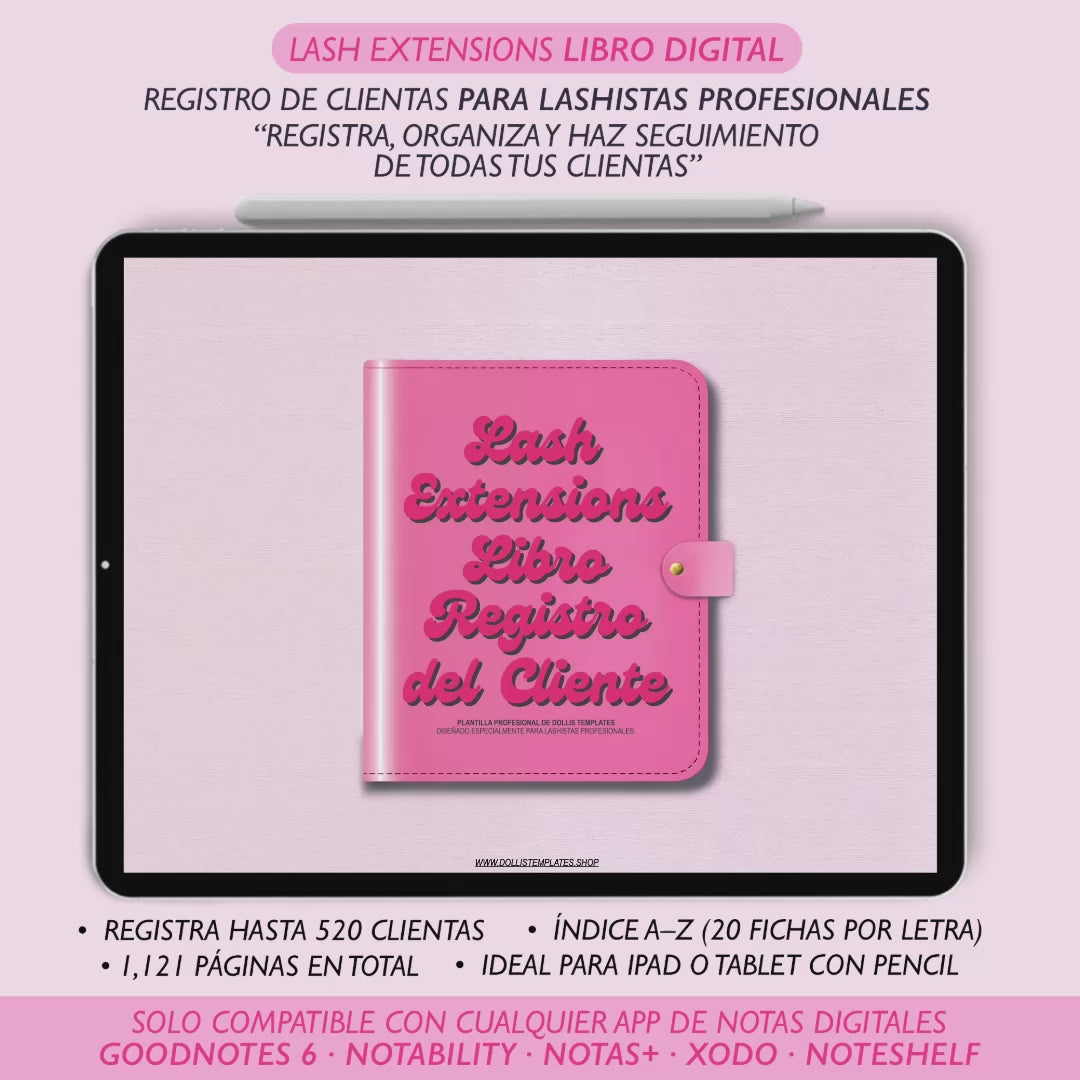 Libro Digital Registro del Cliente, más glam, moderno y funcional, creado para lashistas profesionales que aman destacar.